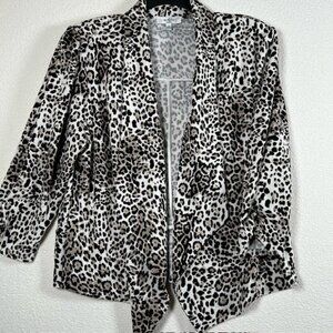 Moa Moa Women’s Waterfall Front Open Leopard Blazer Jacket Plus Size 3X